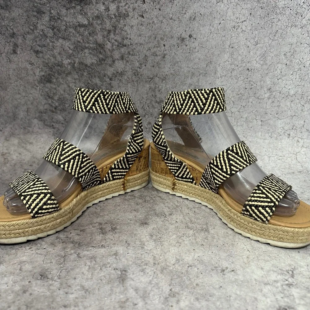 Steve Madden Jennie Sandals Women 8.5 Woven Espadrille Platform Cork Wedge